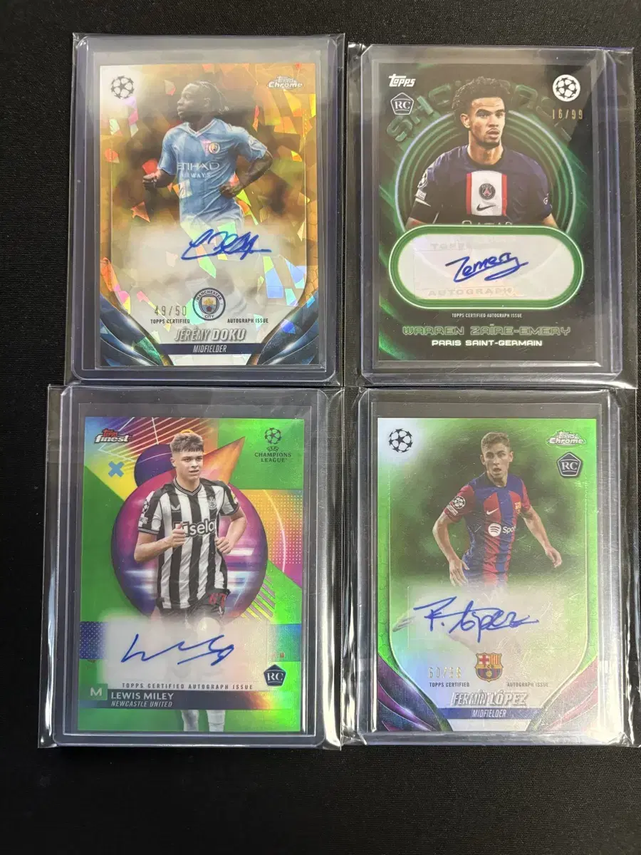 TOPPS 탑스 오토 싸인 카드 (루키, 한정)/맨시티. 바르샤,psg